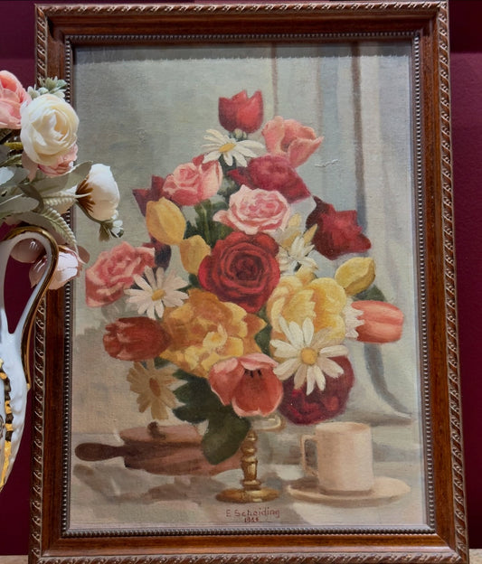 لوحة زهور رسم يدوي