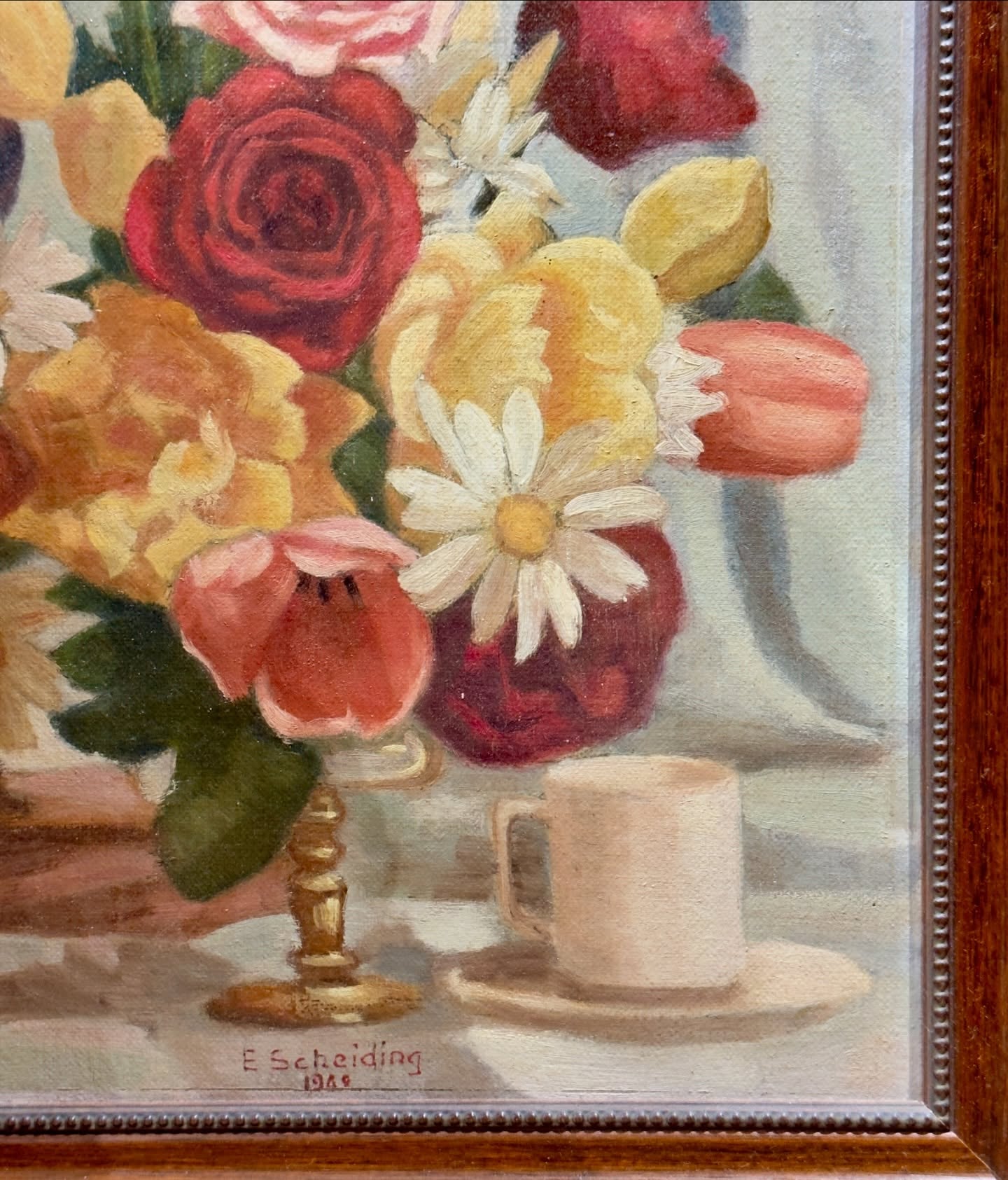 لوحة زهور رسم يدوي