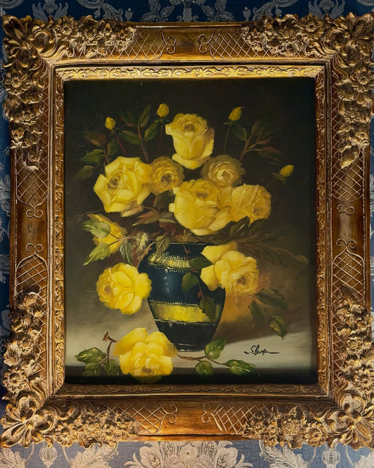 لوحة ورد رسم يدوي